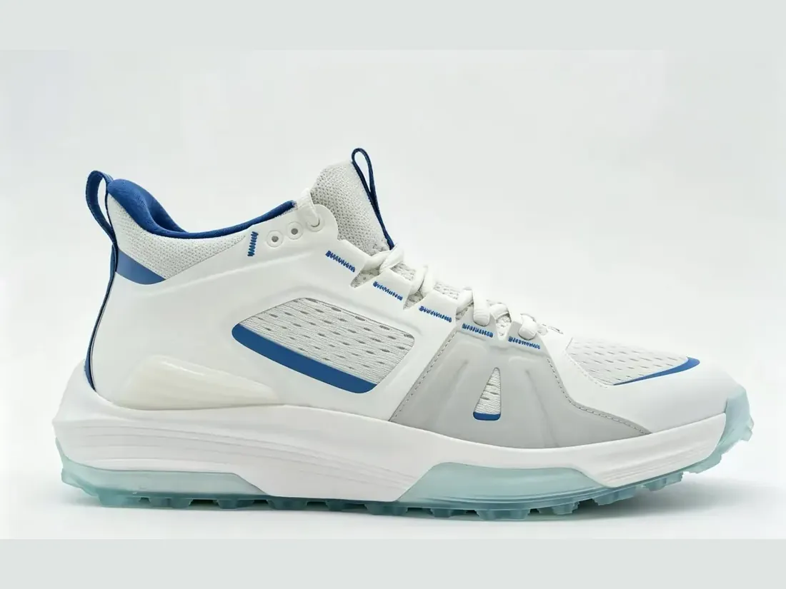 Golf shoe with knit upper and translucent rubber outsole