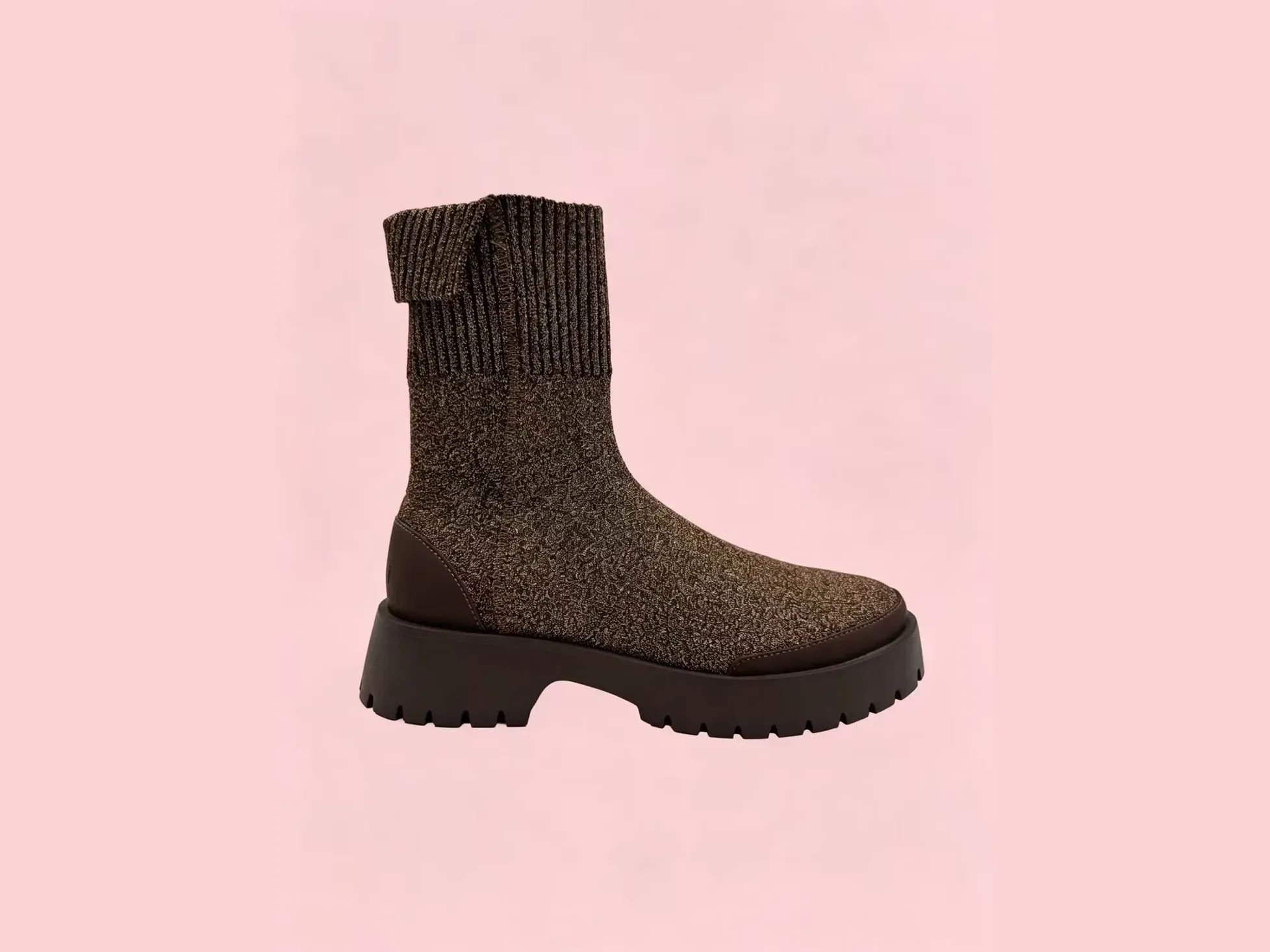 Women's knit ankle boot with chunky sole